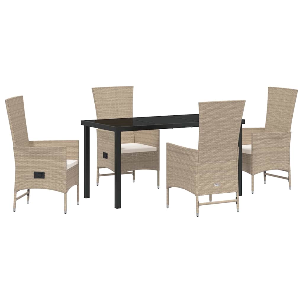 Have Spisebordssæt med pude 5 pcs Beige polyrattan