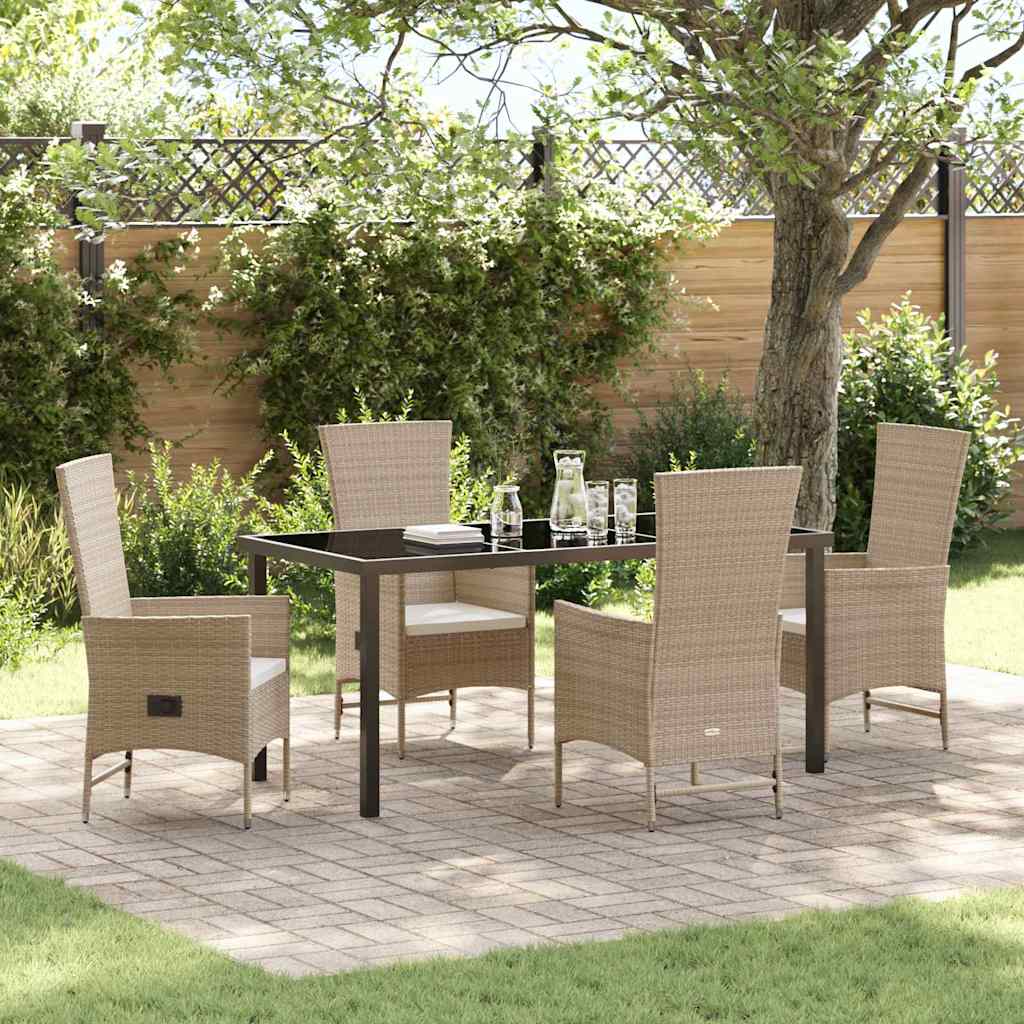 Have Spisebordssæt med pude 5 pcs Beige polyrattan