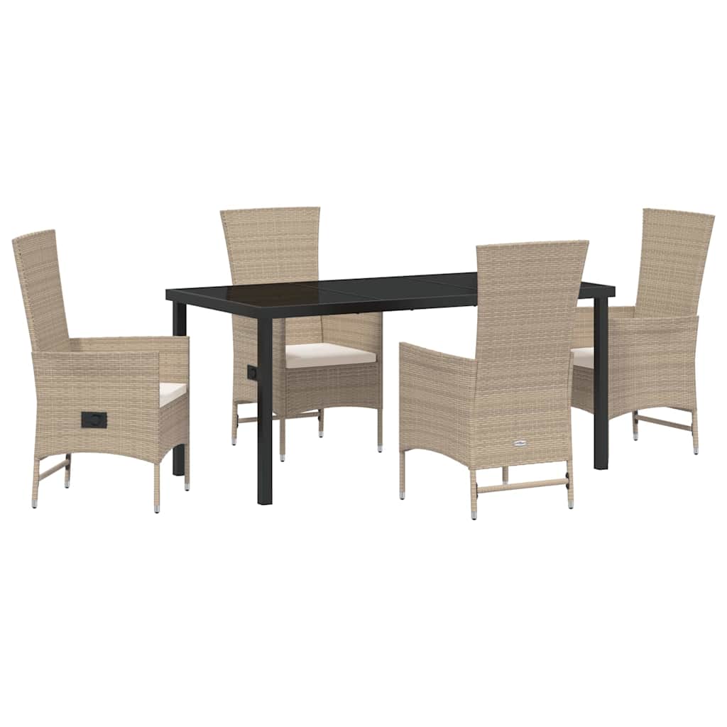 Have Spisebordssæt med pude 5 pcs Beige polyrattan