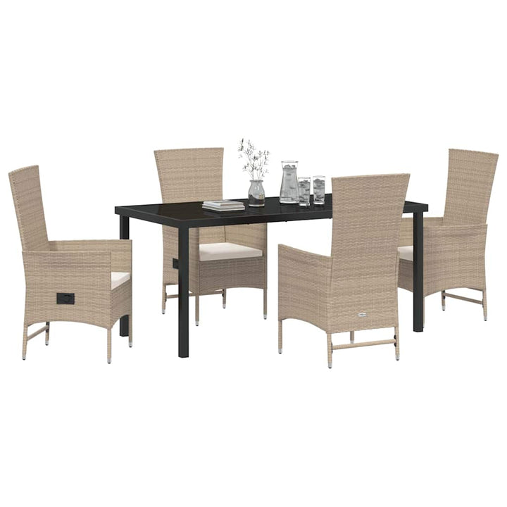 Have Spisebordssæt med pude 5 pcs Beige polyrattan