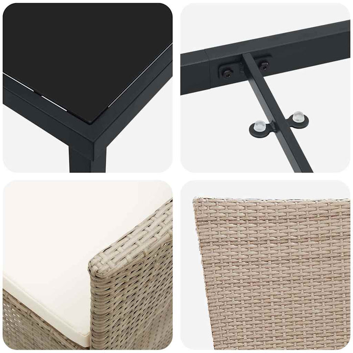 Have Spisebordssæt med pude 7 pcs Beige polyrattan