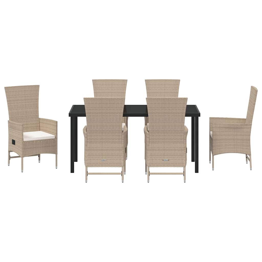 Have Spisebordssæt med pude 7 pcs Beige polyrattan