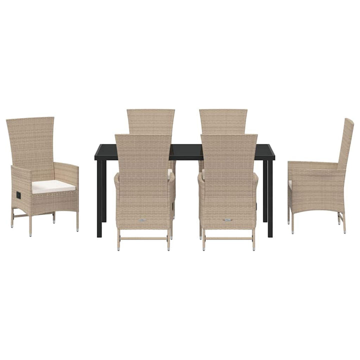 Have Spisebordssæt med pude 7 pcs Beige polyrattan