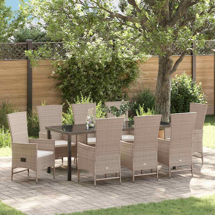 Have Spisebordssæt med pude 9 pcs Beige polyrattan