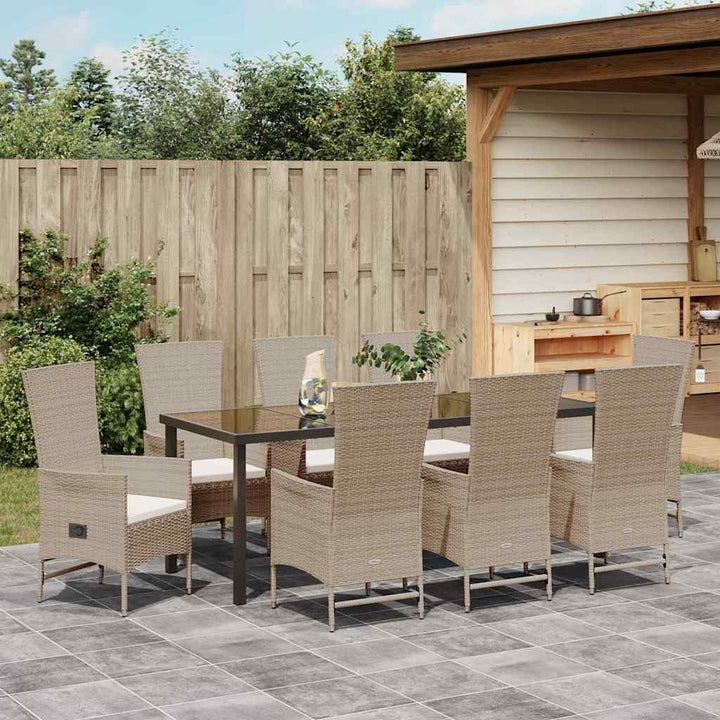 Have Spisebordssæt med pude 9 pcs Beige polyrattan