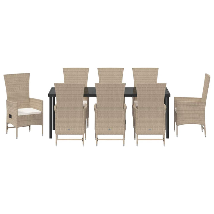 Have Spisebordssæt med pude 9 pcs Beige polyrattan