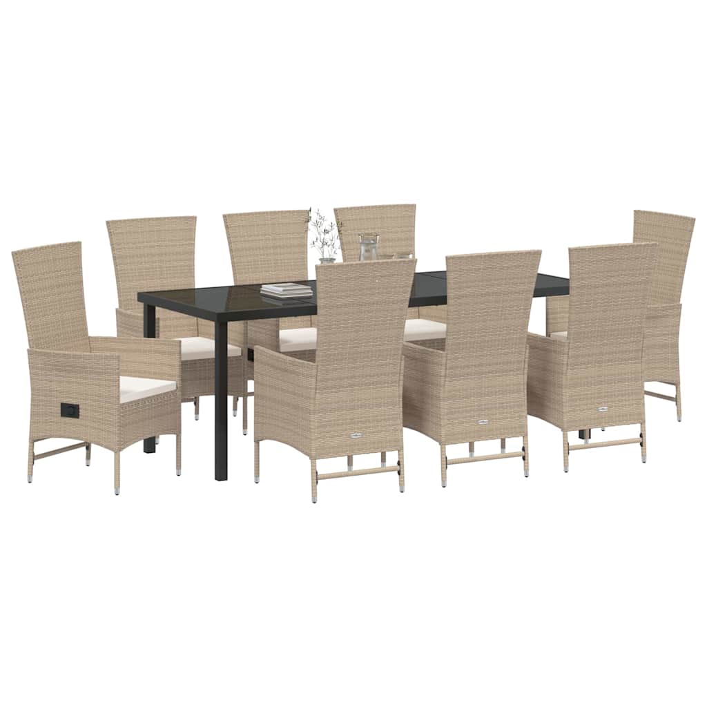 Have Spisebordssæt med pude 9 pcs Beige polyrattan