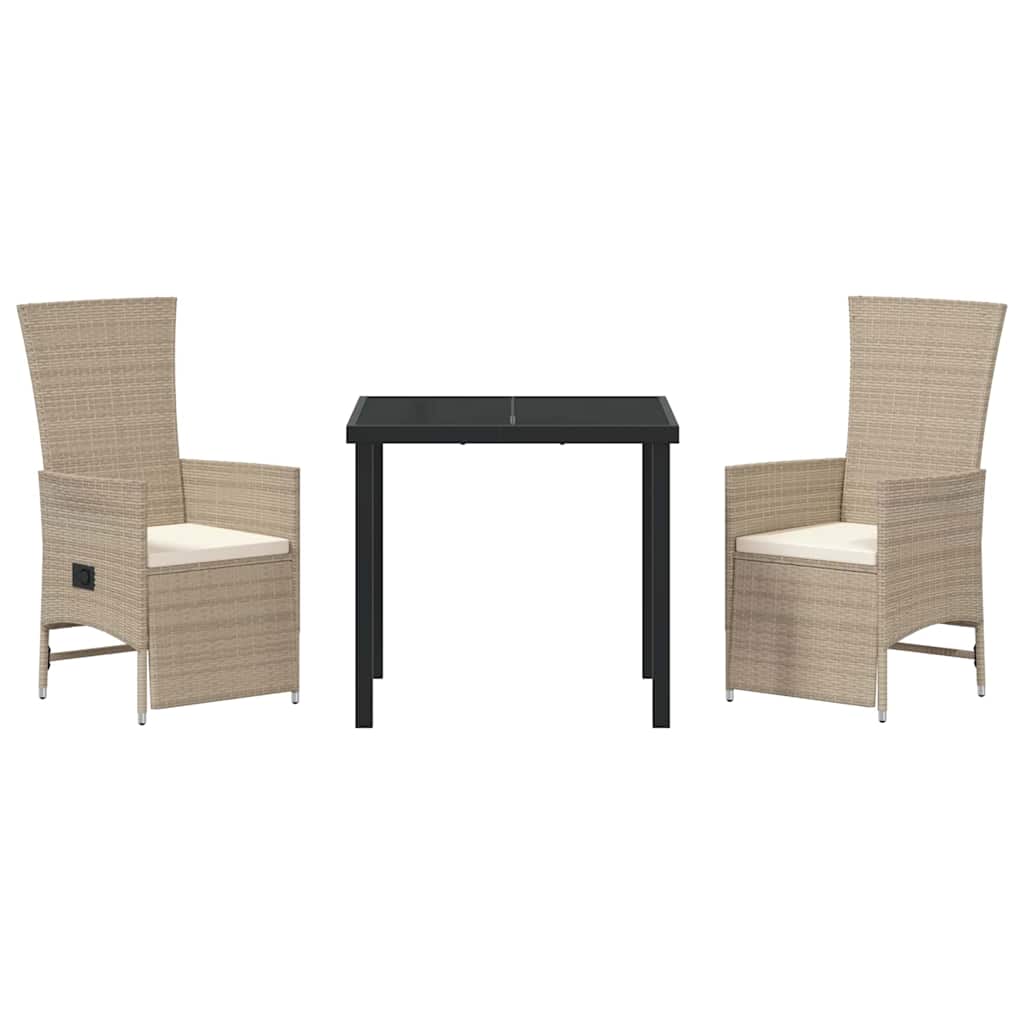 Have Spisebordssæt med pude 3 pcs Beige polyrattan