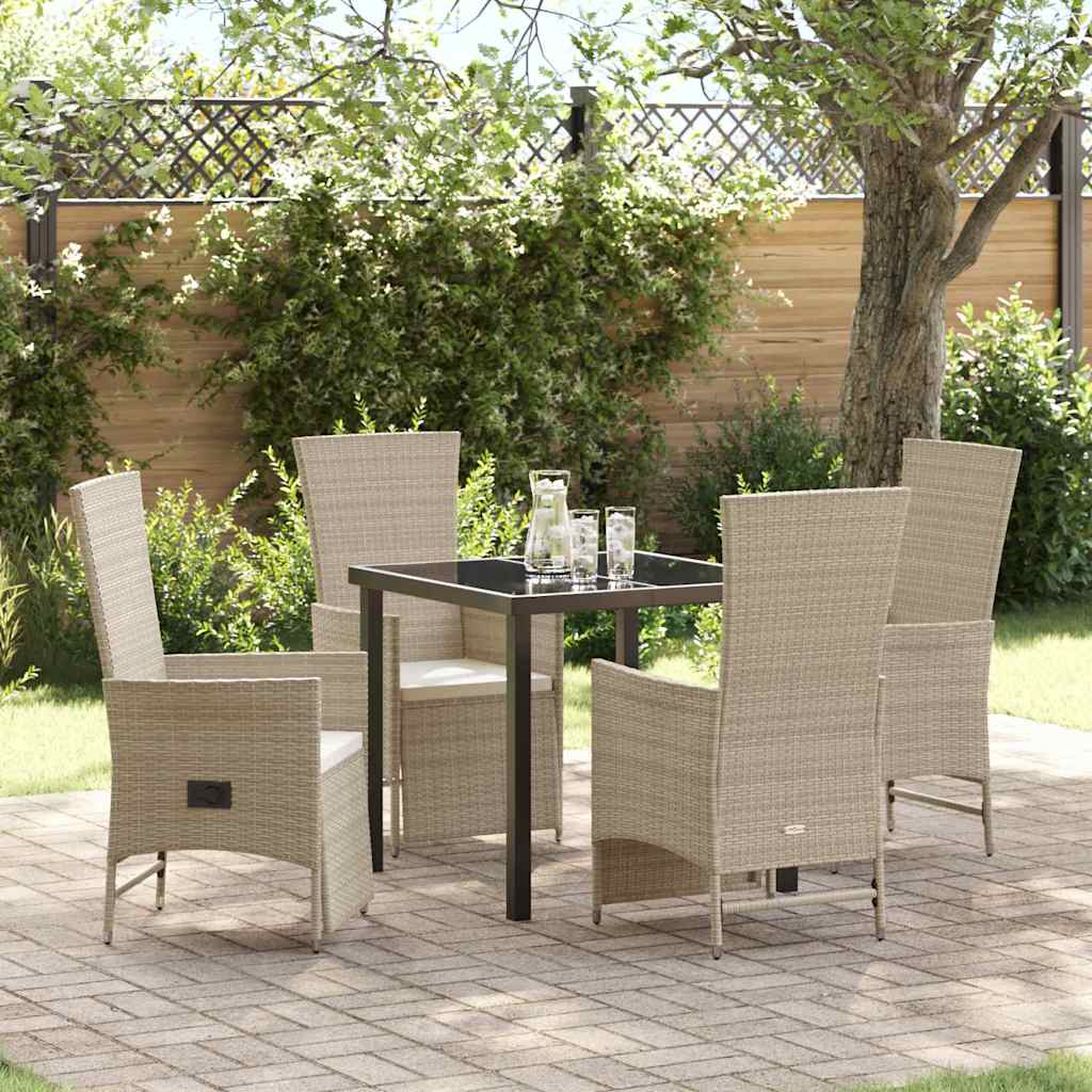 Have Spisebordssæt med pude 5 pcs Beige polyrattan