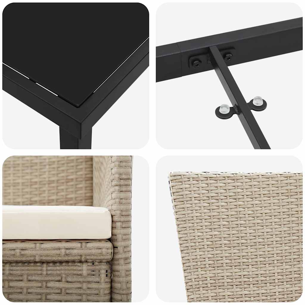 Have Spisebordssæt med pude 5 pcs Beige polyrattan