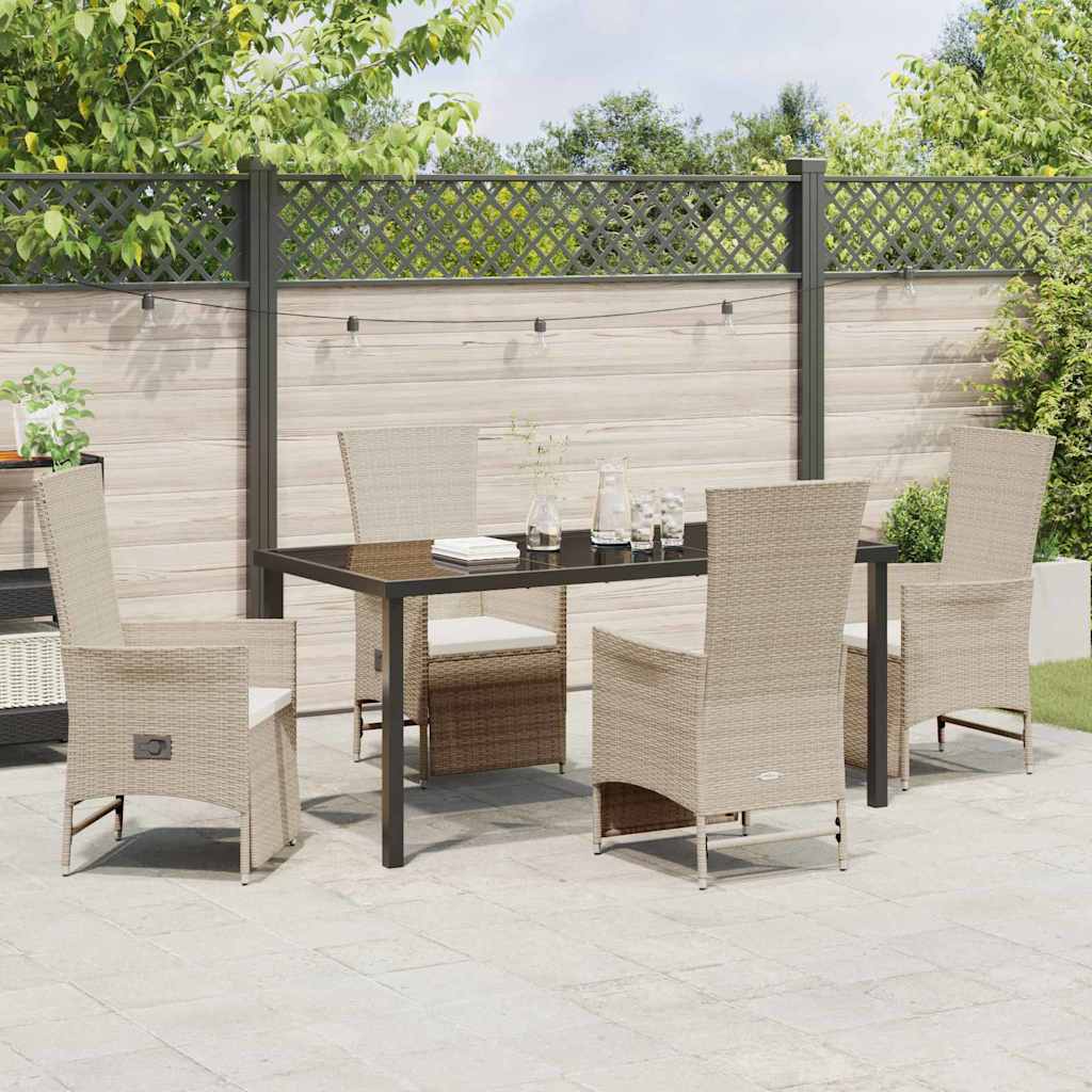 Have Spisebordssæt med pude 5 pcs Beige polyrattan