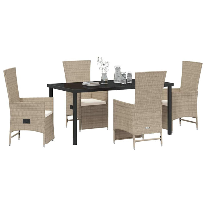 Have Spisebordssæt med pude 5 pcs Beige polyrattan