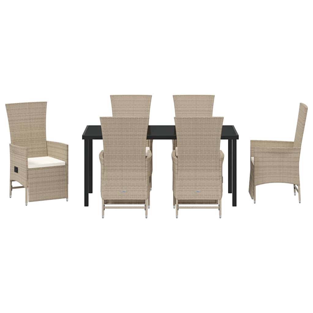 Have Spisebordssæt med pude 7 pcs Beige polyrattan