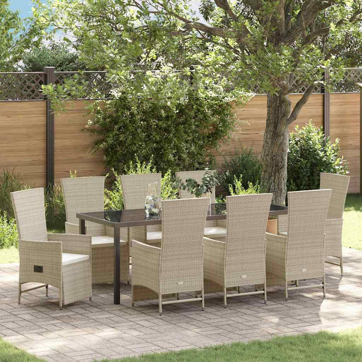 Have Spisebordssæt med pude 9 pcs Beige polyrattan