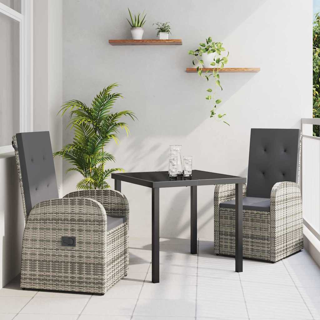 Have Spisebordssæt med pude 3 pcs Grå polyrattan