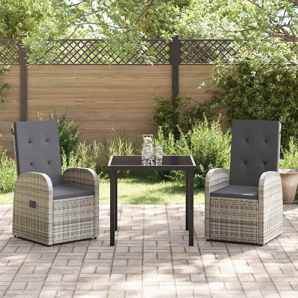 Have Spisebordssæt med pude 3 pcs Grå polyrattan