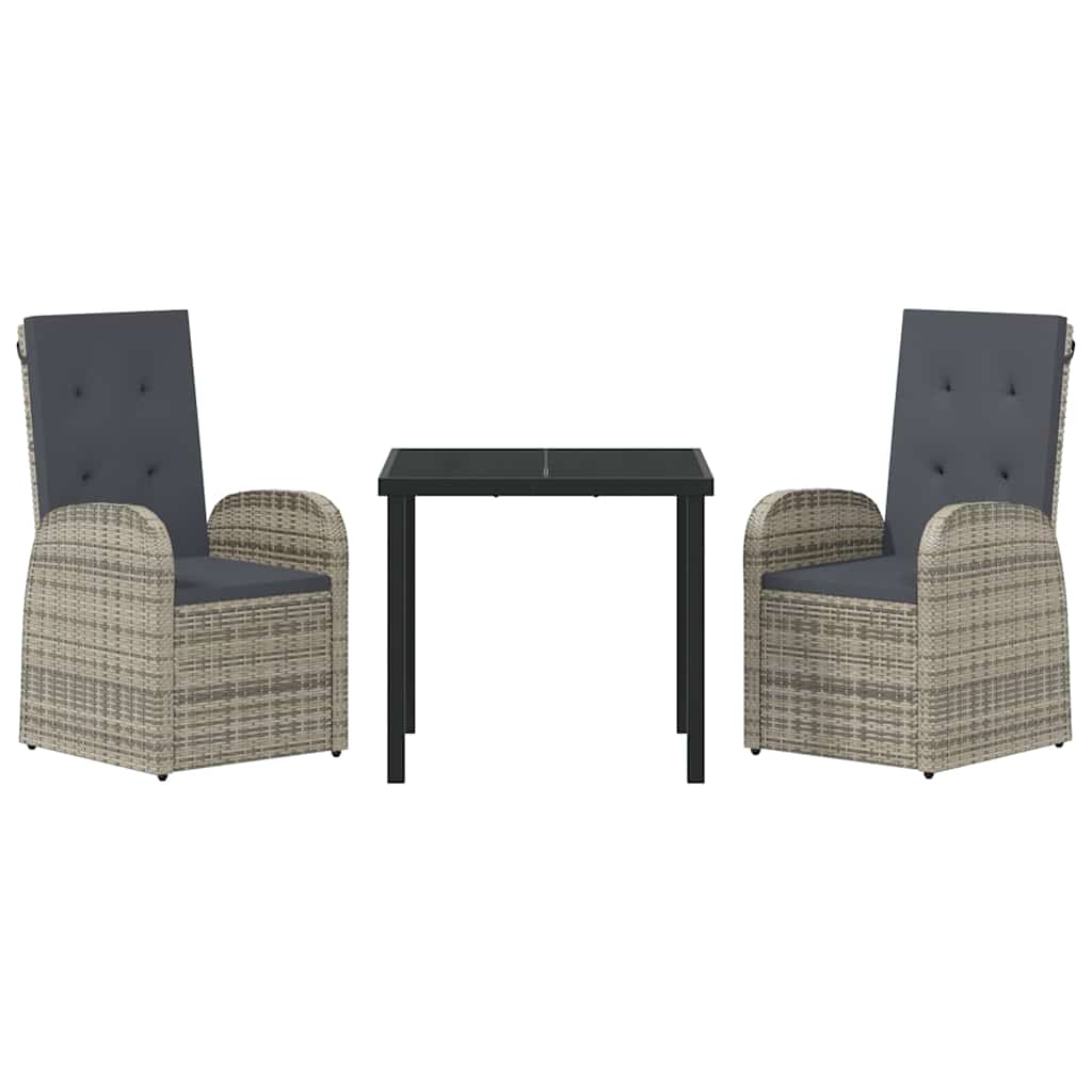 Have Spisebordssæt med pude 3 pcs Grå polyrattan