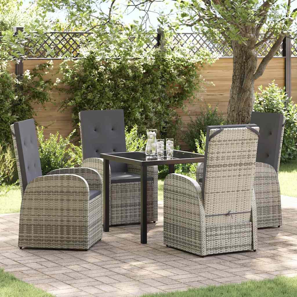 Have Spisebordssæt med pude 5 pcs Grå polyrattan