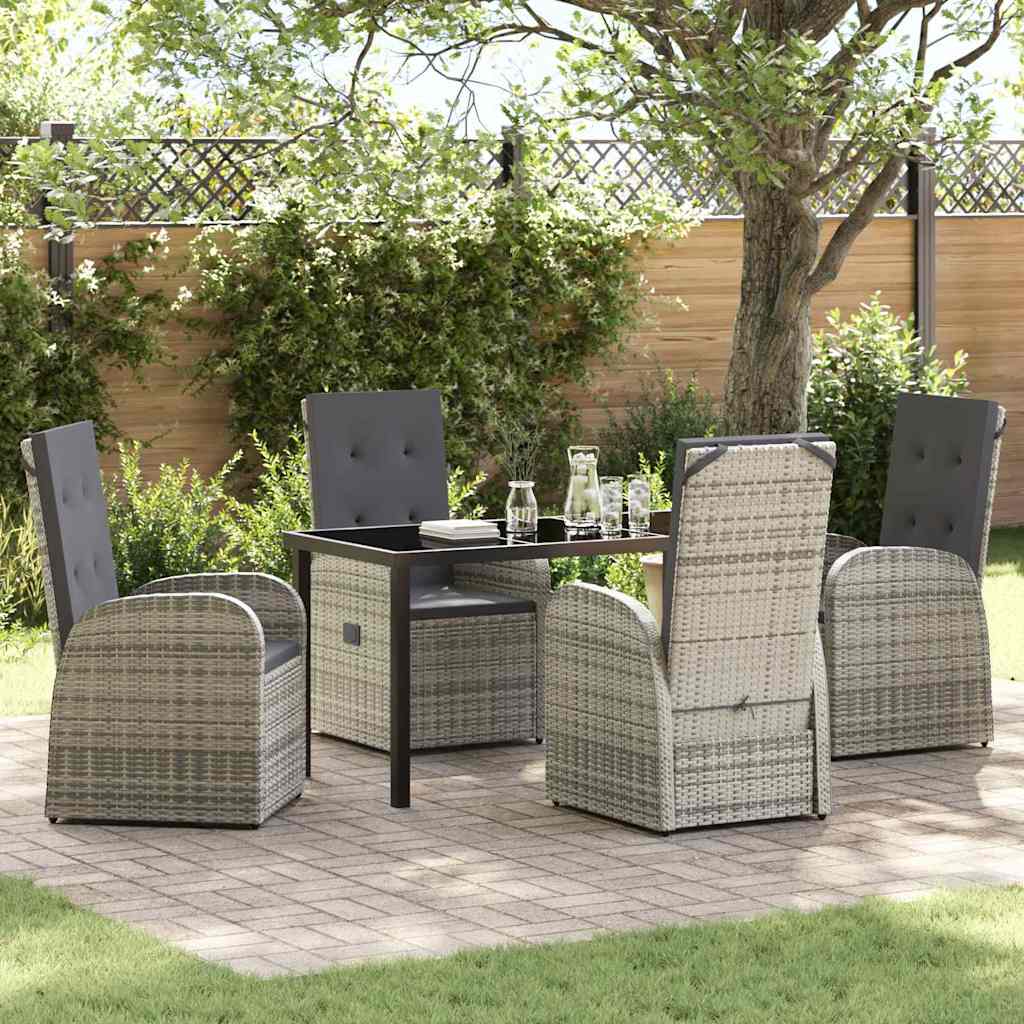 Have Spisebordssæt med pude 5 pcs Grå polyrattan