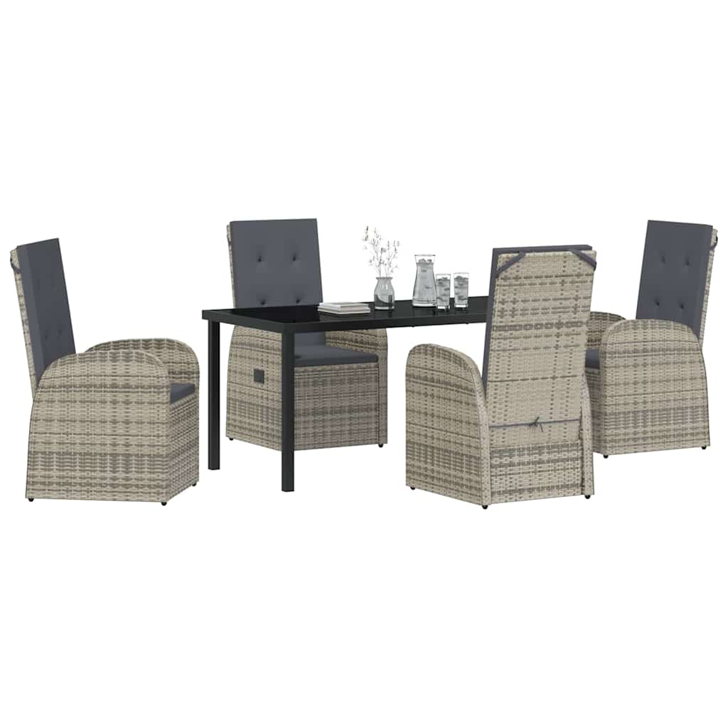 Have Spisebordssæt med pude 5 pcs Grå polyrattan