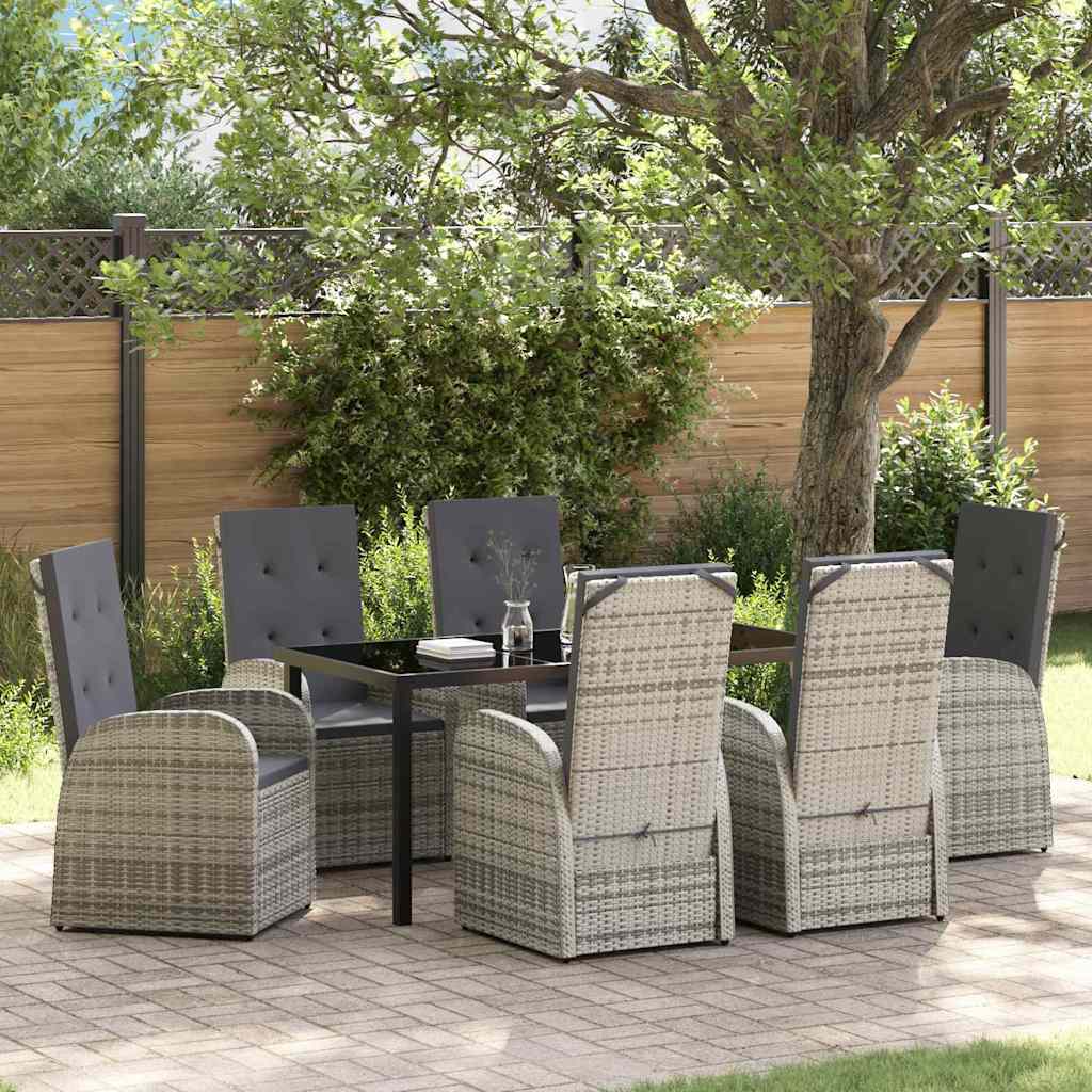 Have Spisebordssæt med pude 7 pcs Grå polyrattan