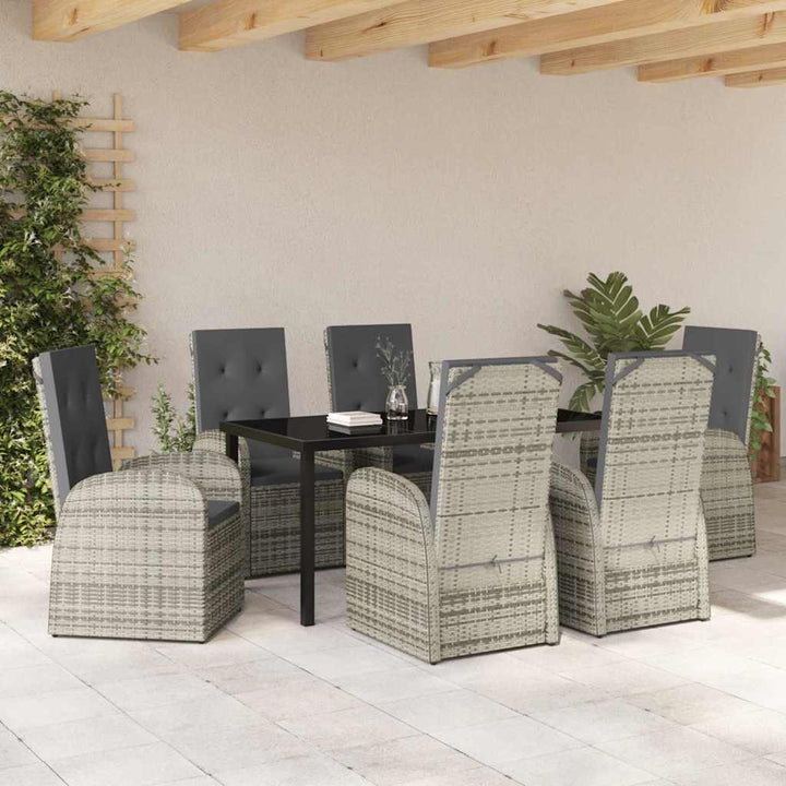 Have Spisebordssæt med pude 7 pcs Grå polyrattan