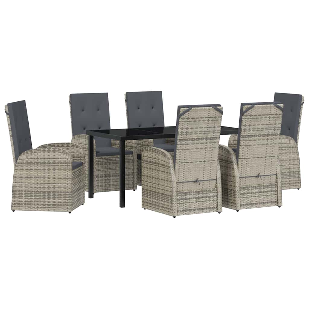 Have Spisebordssæt med pude 7 pcs Grå polyrattan