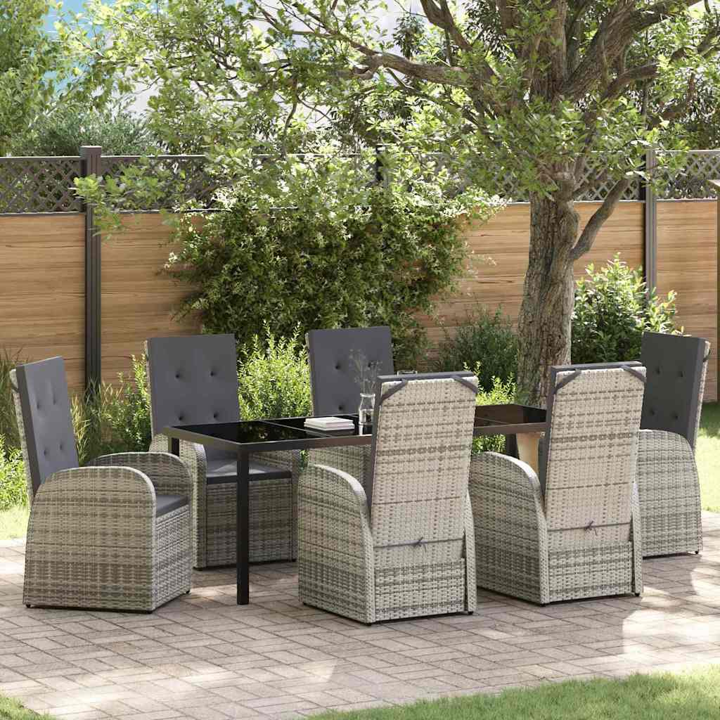 Have Spisebordssæt med pude 7 pcs Grå polyrattan