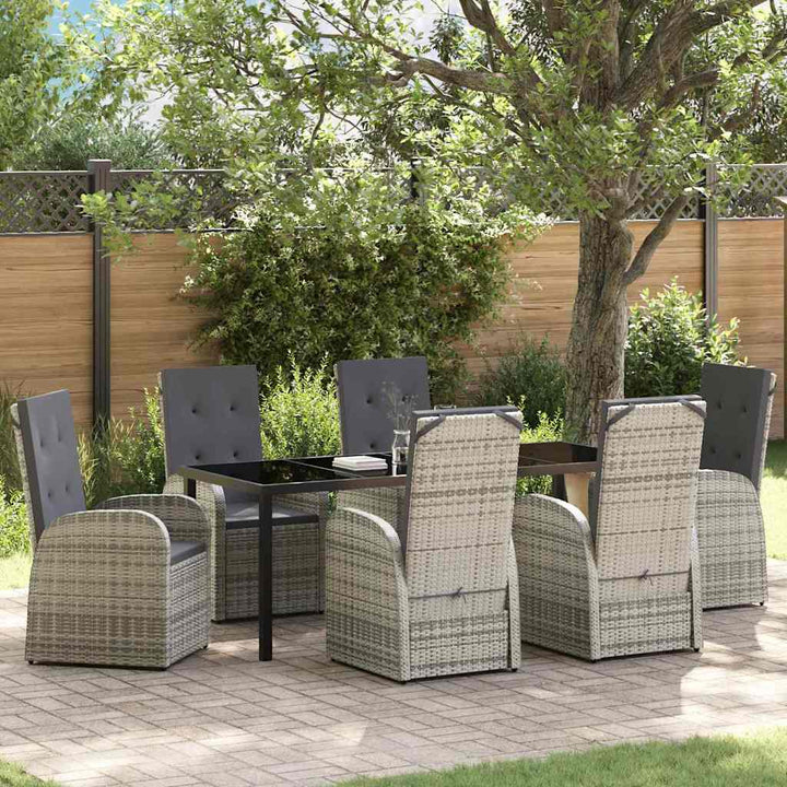 Have Spisebordssæt med pude 7 pcs Grå polyrattan