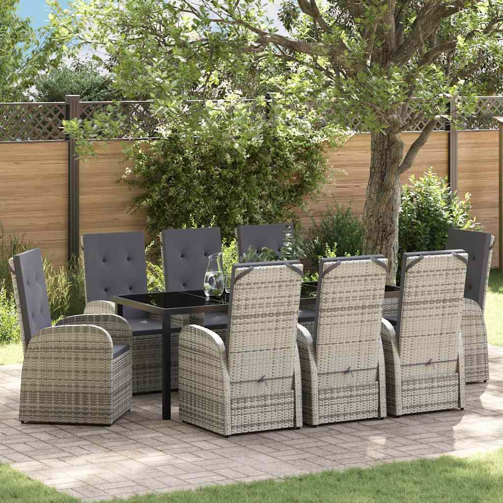 Have Spisebordssæt med pude 9 pcs Grå polyrattan