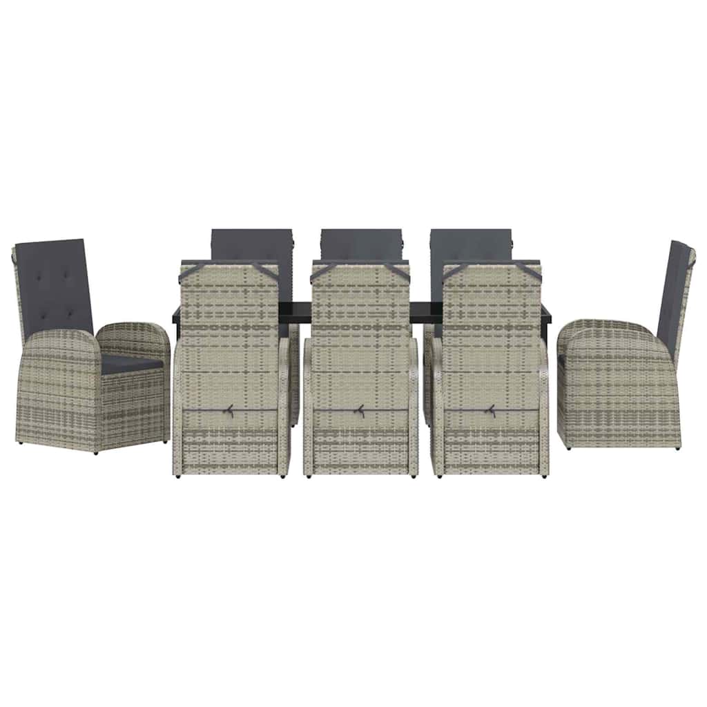 Have Spisebordssæt med pude 9 pcs Grå polyrattan