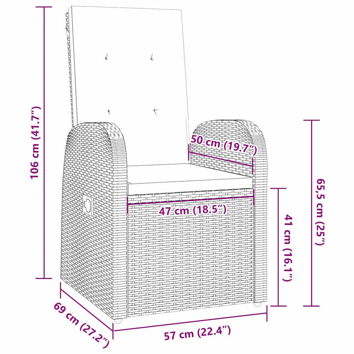 Have Spisebordssæt med pude 9 pcs Grå polyrattan
