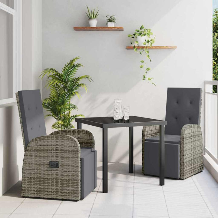 Have Spisebordssæt med pude 3 pcs Grå polyrattan