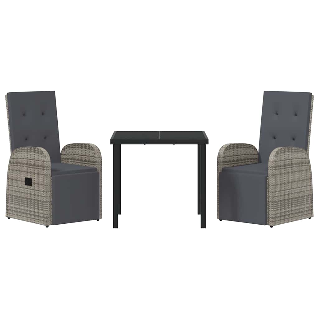 Have Spisebordssæt med pude 3 pcs Grå polyrattan