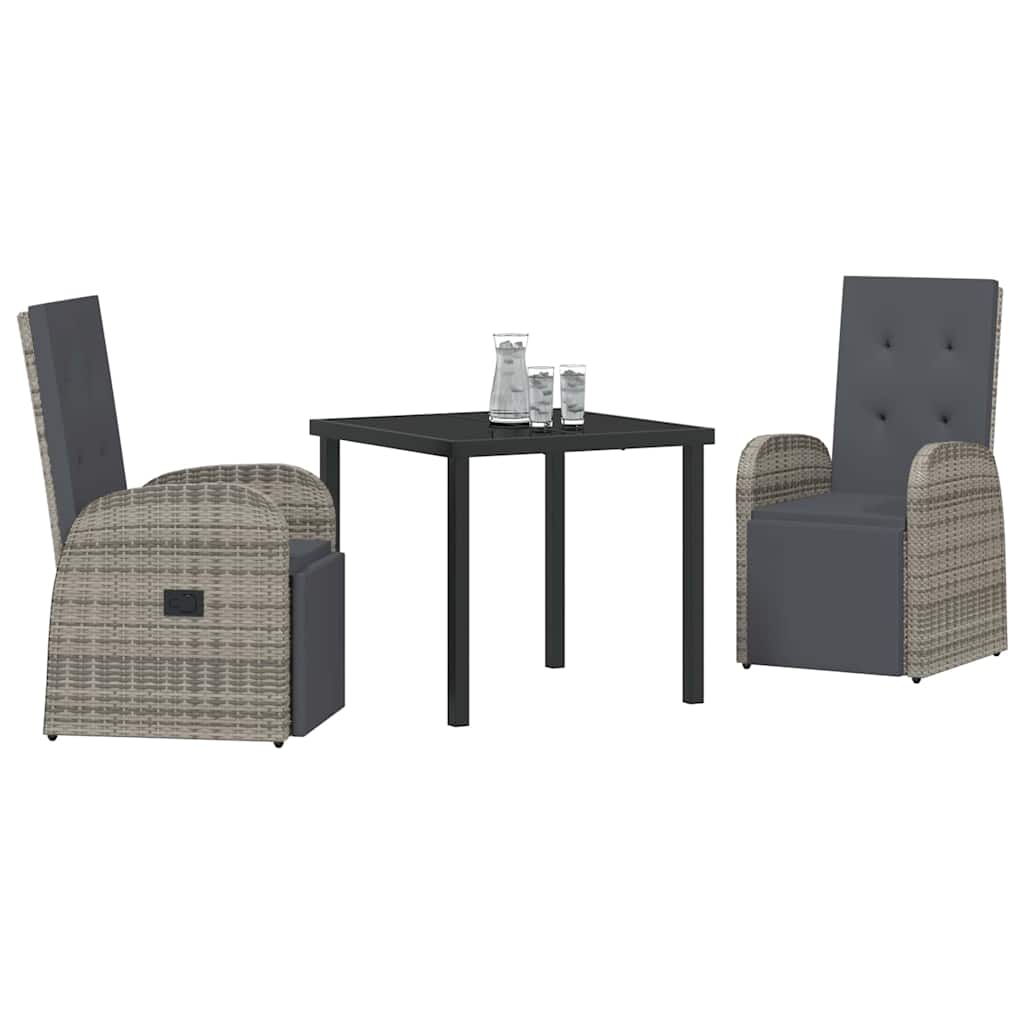 Have Spisebordssæt med pude 3 pcs Grå polyrattan