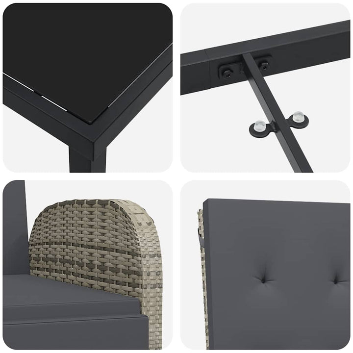 Have Spisebordssæt med pude 5 pcs Grå polyrattan
