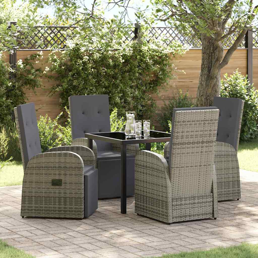 Have Spisebordssæt med pude 5 pcs Grå polyrattan