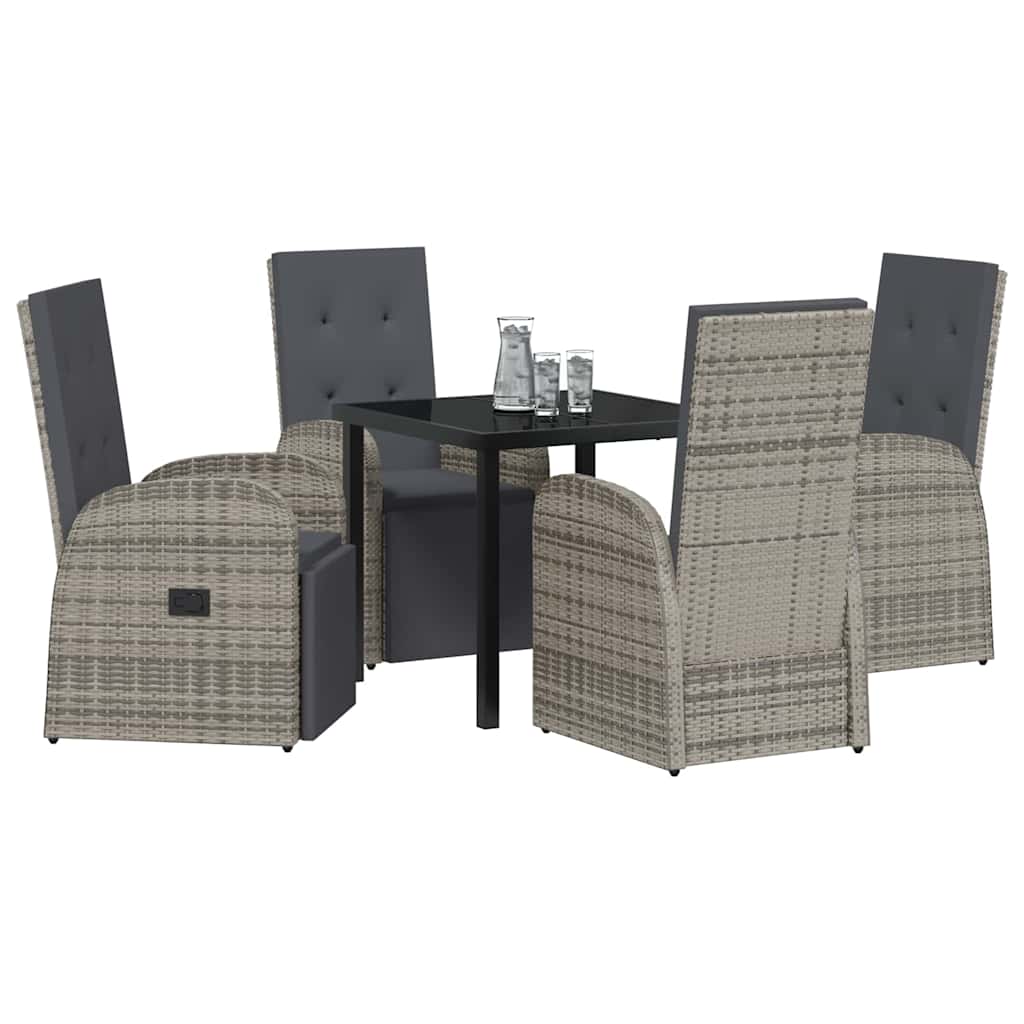 Have Spisebordssæt med pude 5 pcs Grå polyrattan
