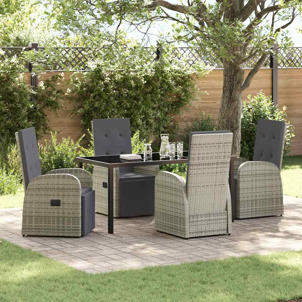 Have Spisebordssæt med pude 5 pcs Grå polyrattan