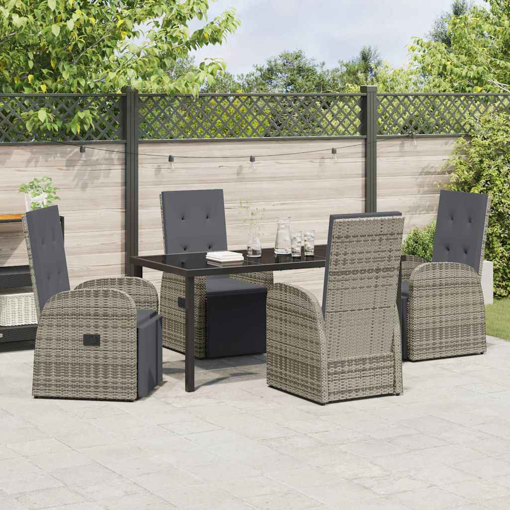 Have Spisebordssæt med pude 5 pcs Grå polyrattan