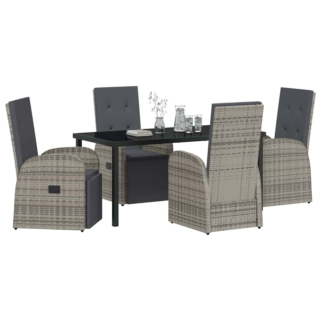 Have Spisebordssæt med pude 5 pcs Grå polyrattan