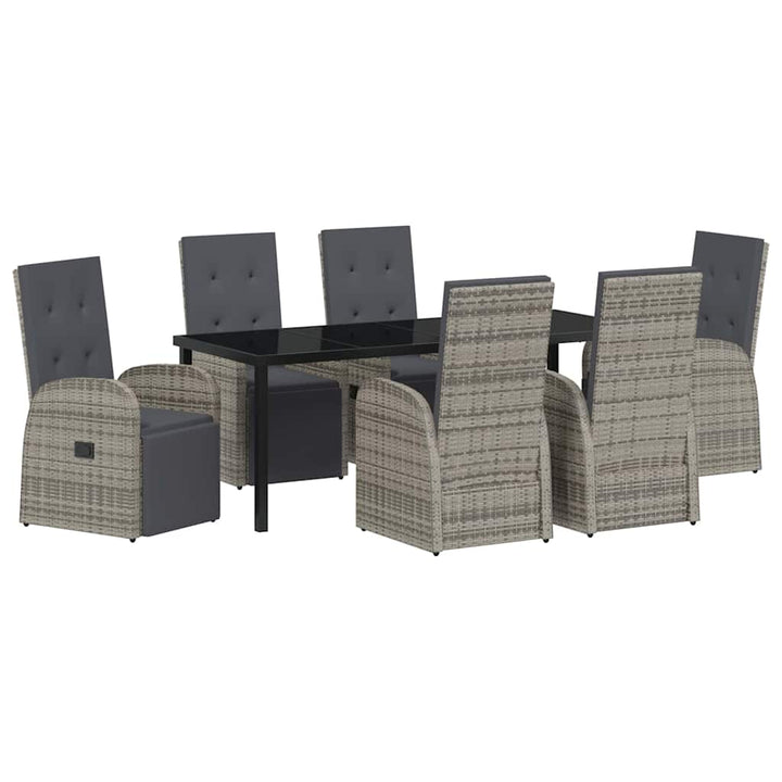 Have Spisebordssæt med pude 7 pcs Grå polyrattan