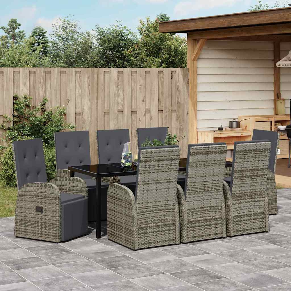 Have Spisebordssæt med pude 9 pcs Grå polyrattan