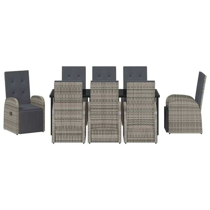 Have Spisebordssæt med pude 9 pcs Grå polyrattan