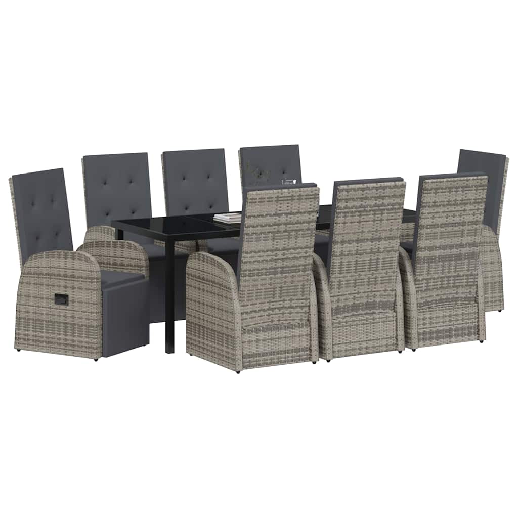 Have Spisebordssæt med pude 9 pcs Grå polyrattan