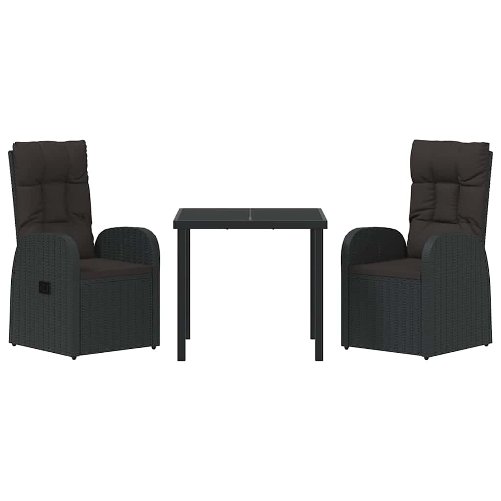 Have Spisebordssæt med pude 3 pcs Sort polyrattan