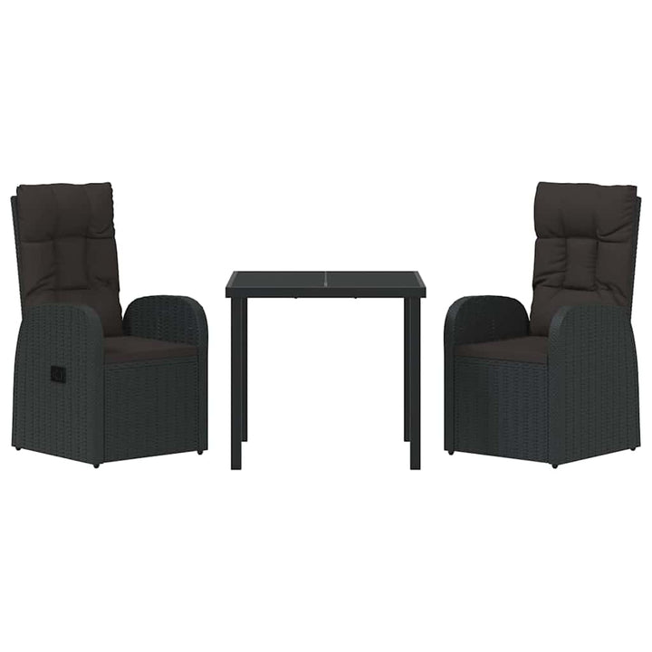 Have Spisebordssæt med pude 3 pcs Sort polyrattan