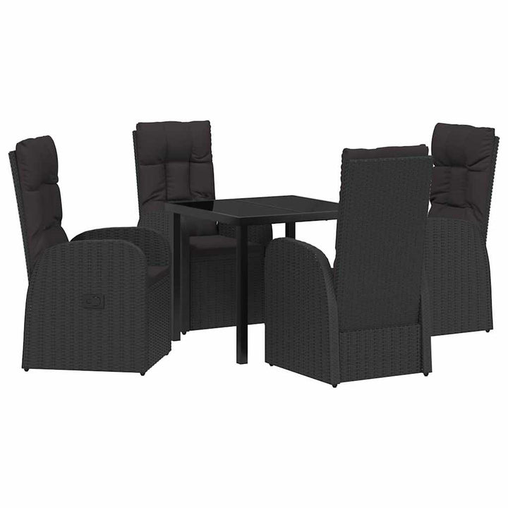 Have Spisebordssæt med pude 5 pcs Sort polyrattan