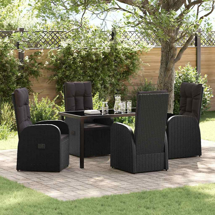 Have Spisebordssæt med pude 5 pcs Sort polyrattan