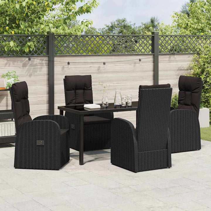 Have Spisebordssæt med pude 5 pcs Sort polyrattan